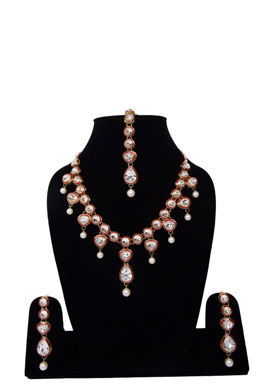 Namokriti Royal Kundan Necklace Set with Pearl Drops – Traditional Elegance Redefined